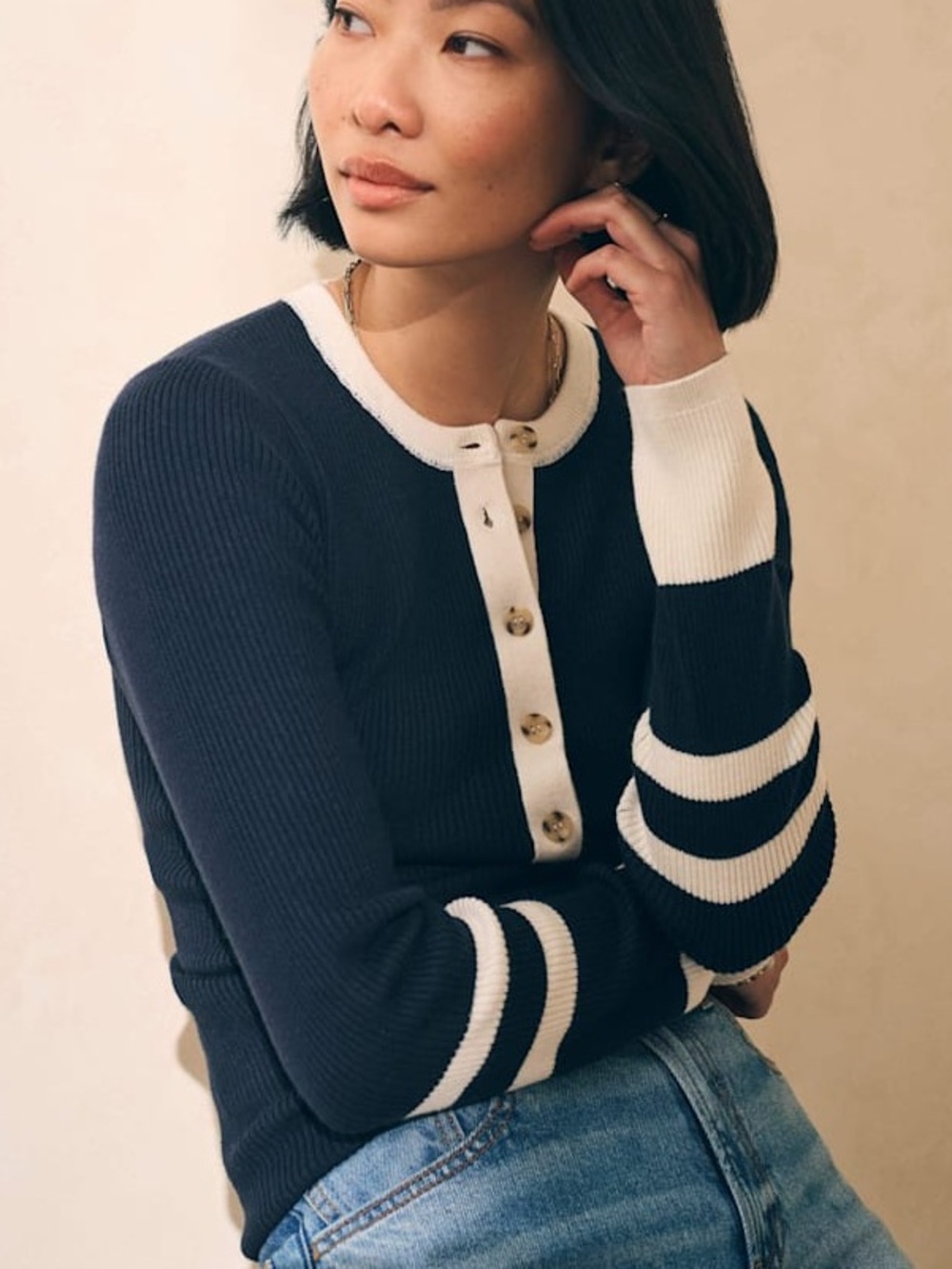 Faherty Mikki Henley in Coastal Colorblock Navy